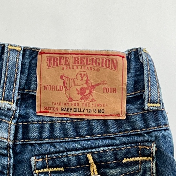 True Religion Baby Billy Blue Jeans Sz 12-18 Months Adjustable Waist Cotton - Picture 4 of 9
